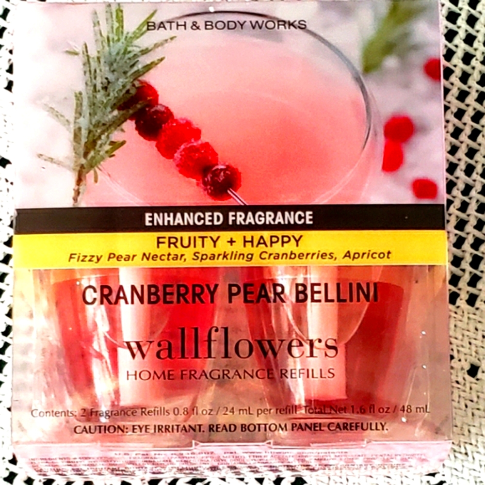🔥"CRANBERRY PEAR BELLINI" NEW/BBW 2-PACK WALLFLOWER SCENT BULBS